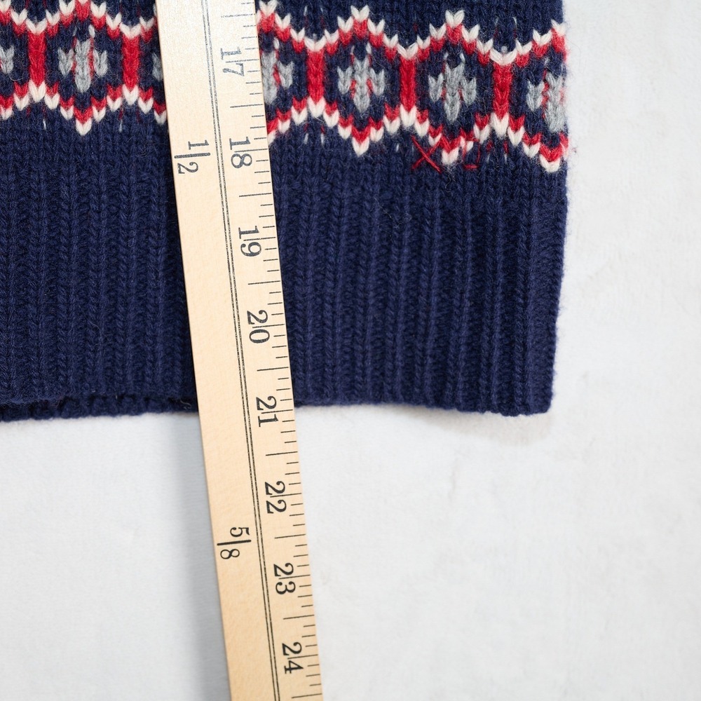 Frances Valentine Navy Blue Fair Isle Lambswool V-Neck Sweater Vest Womens Small - Picture 6 of 9